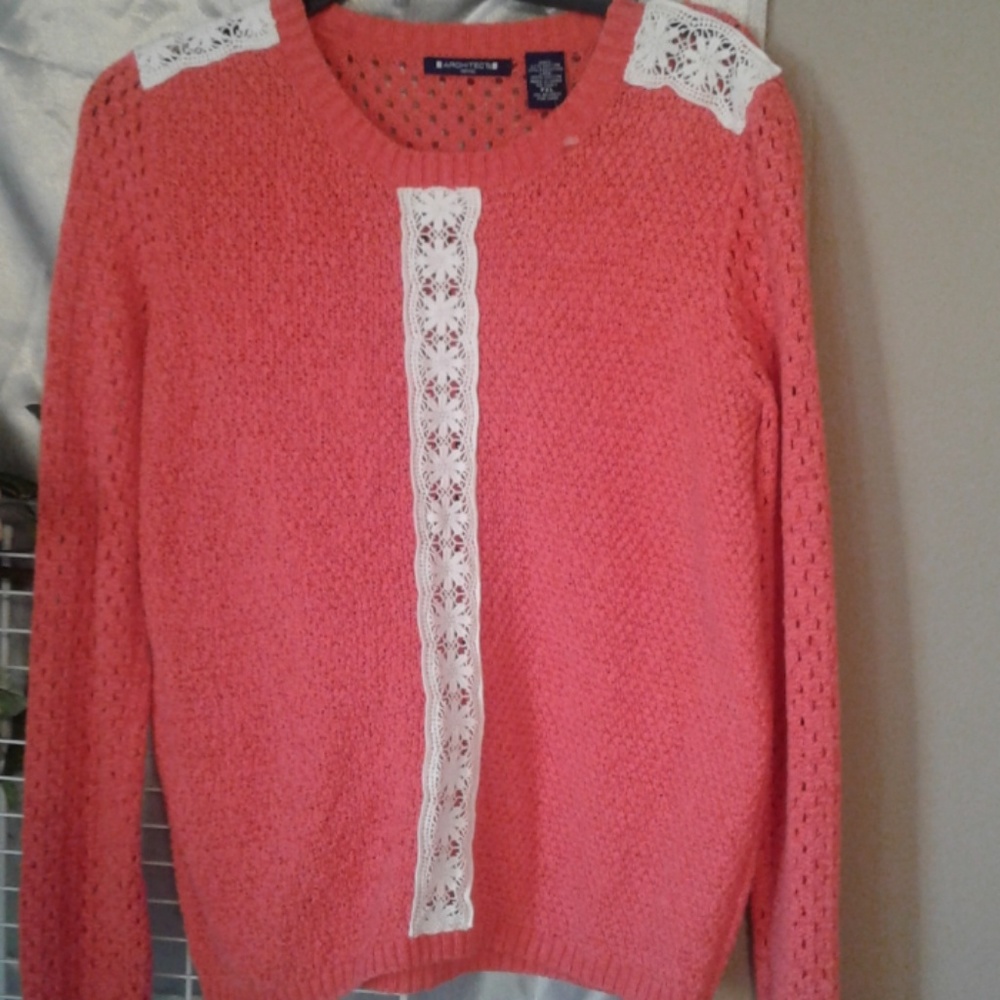 Architect orange and white lace sweater